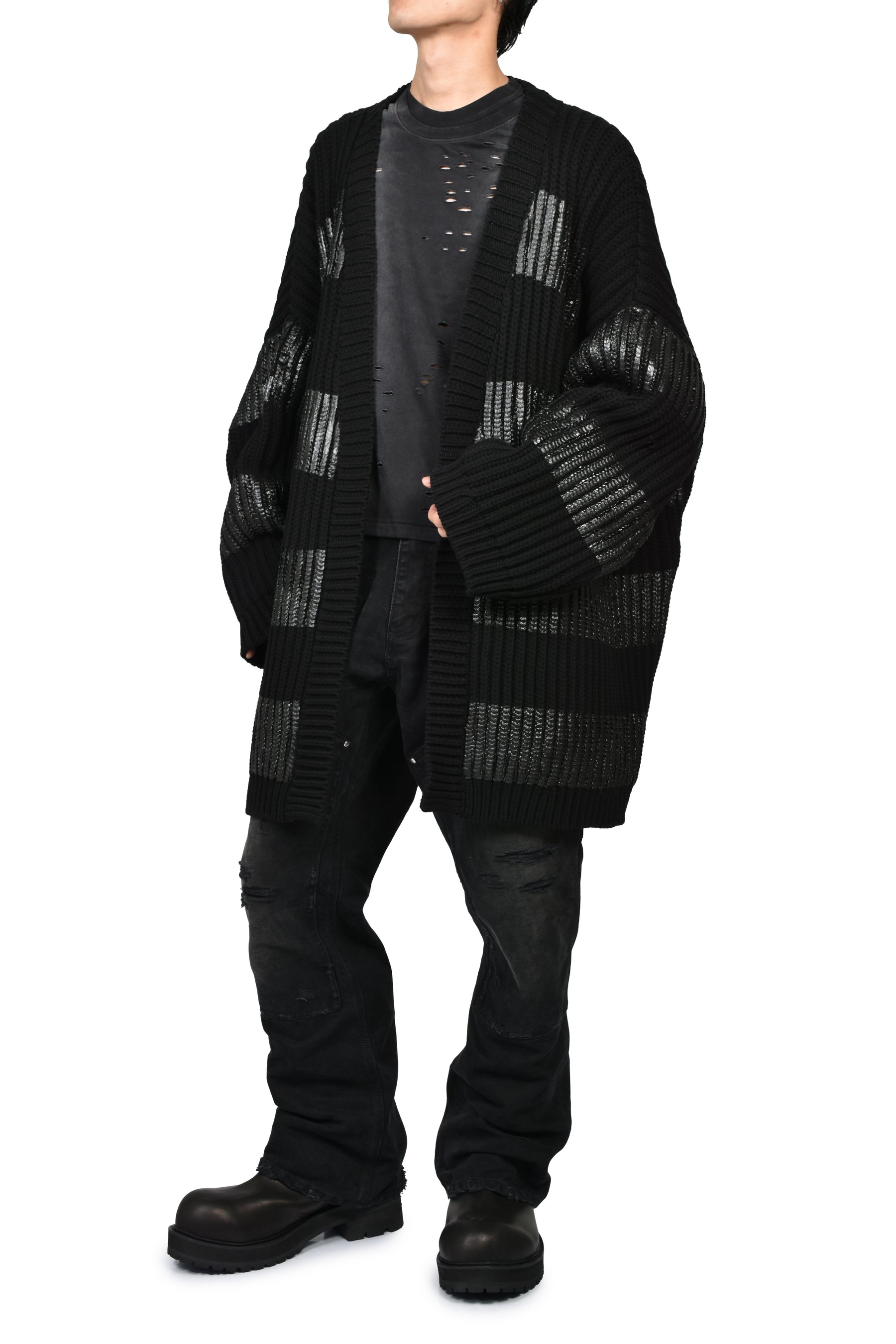 NOIR WAXED MEGA CARDIGAN / WAXED BLK