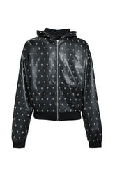 ALLOVER CROSS ZIP-UP HOODIE / BLK