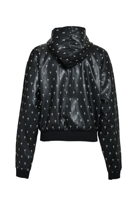 ALLOVER CROSS ZIP-UP HOODIE / BLK