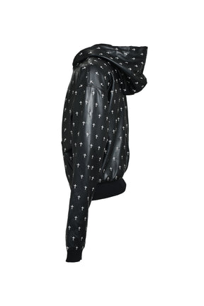 ALLOVER CROSS ZIP-UP HOODIE / BLK