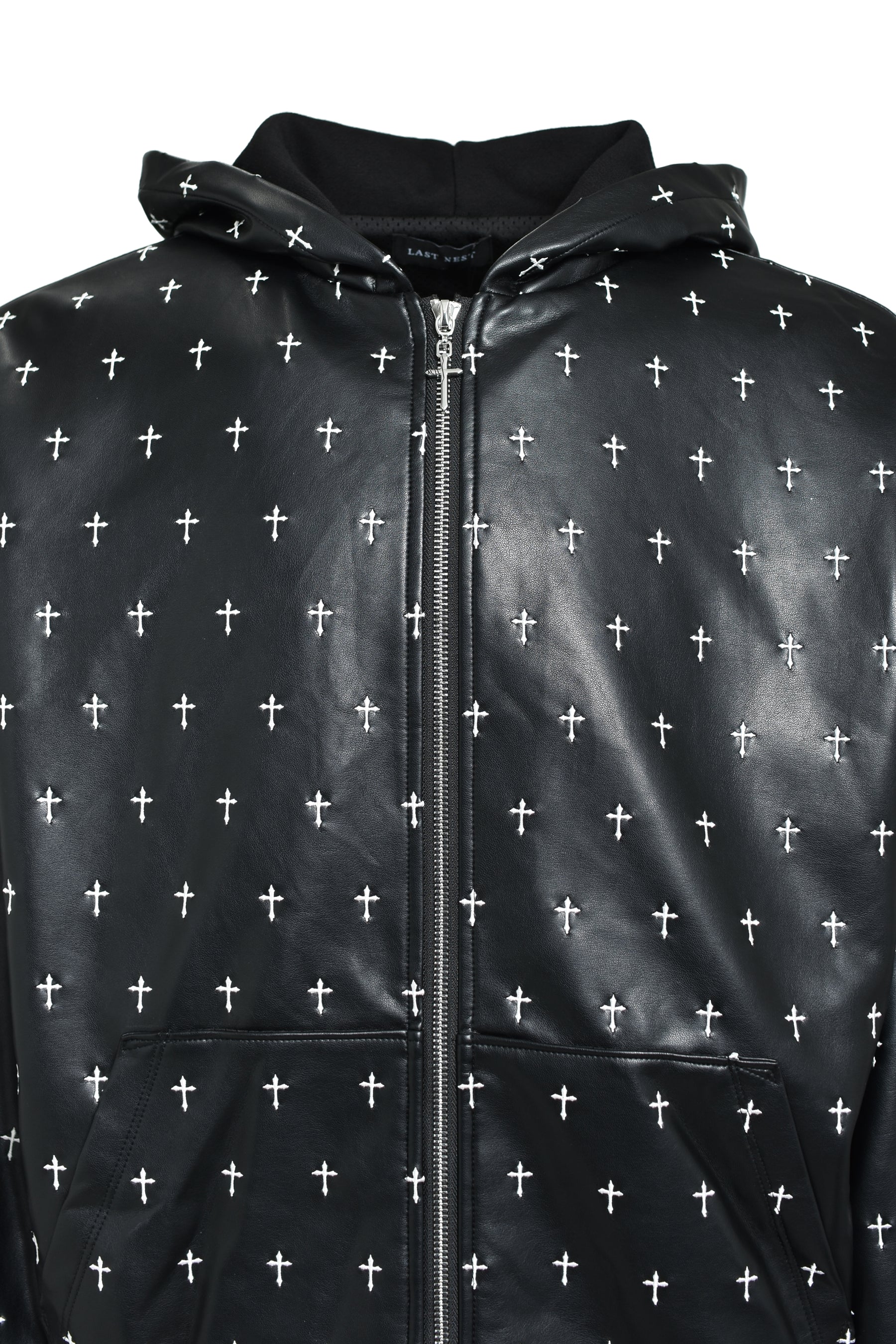 ALLOVER CROSS ZIP-UP HOODIE / BLK