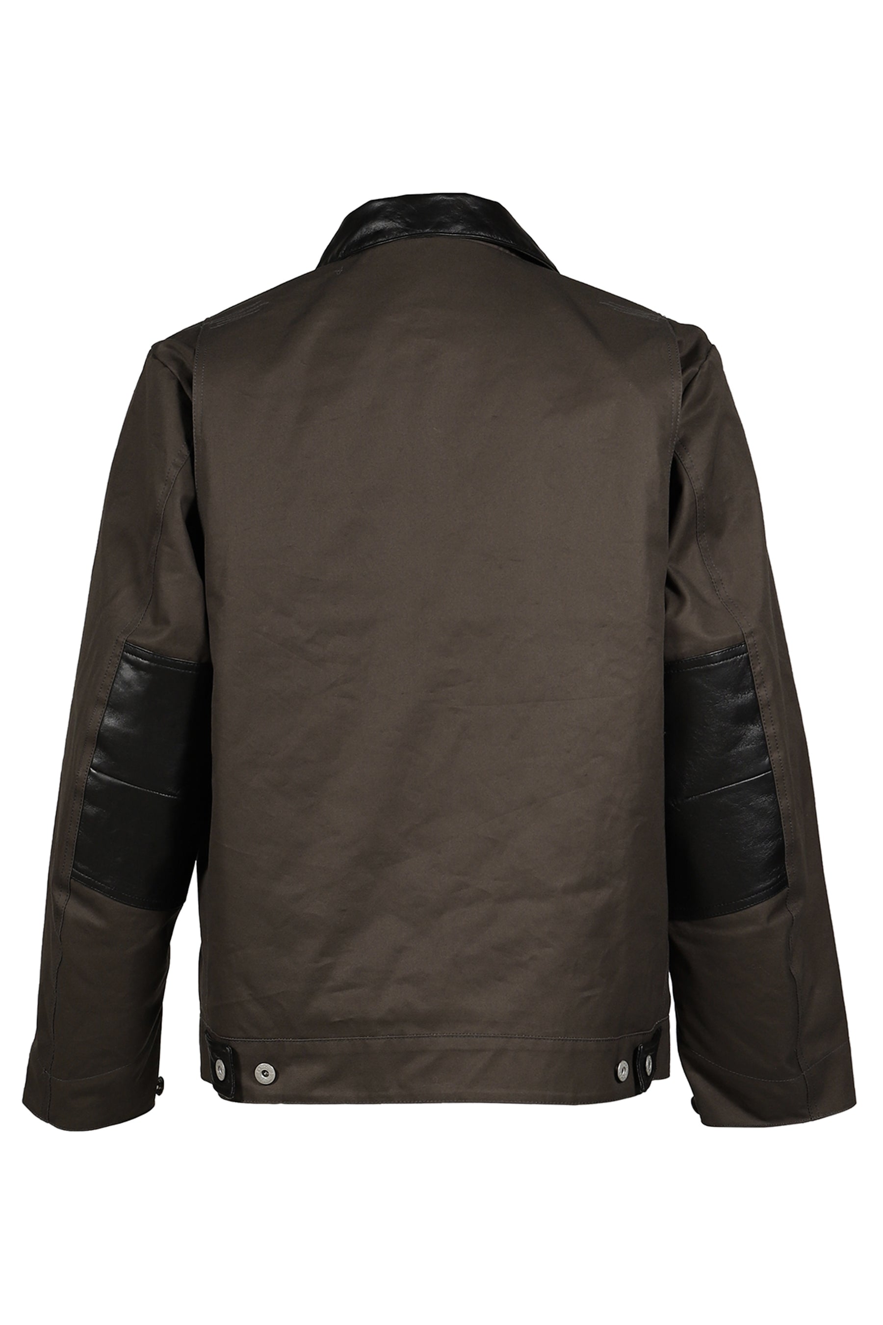 DECKARD COTTON GABARDINE X LEATHER DOUBLE FRONT JACKET / CHA