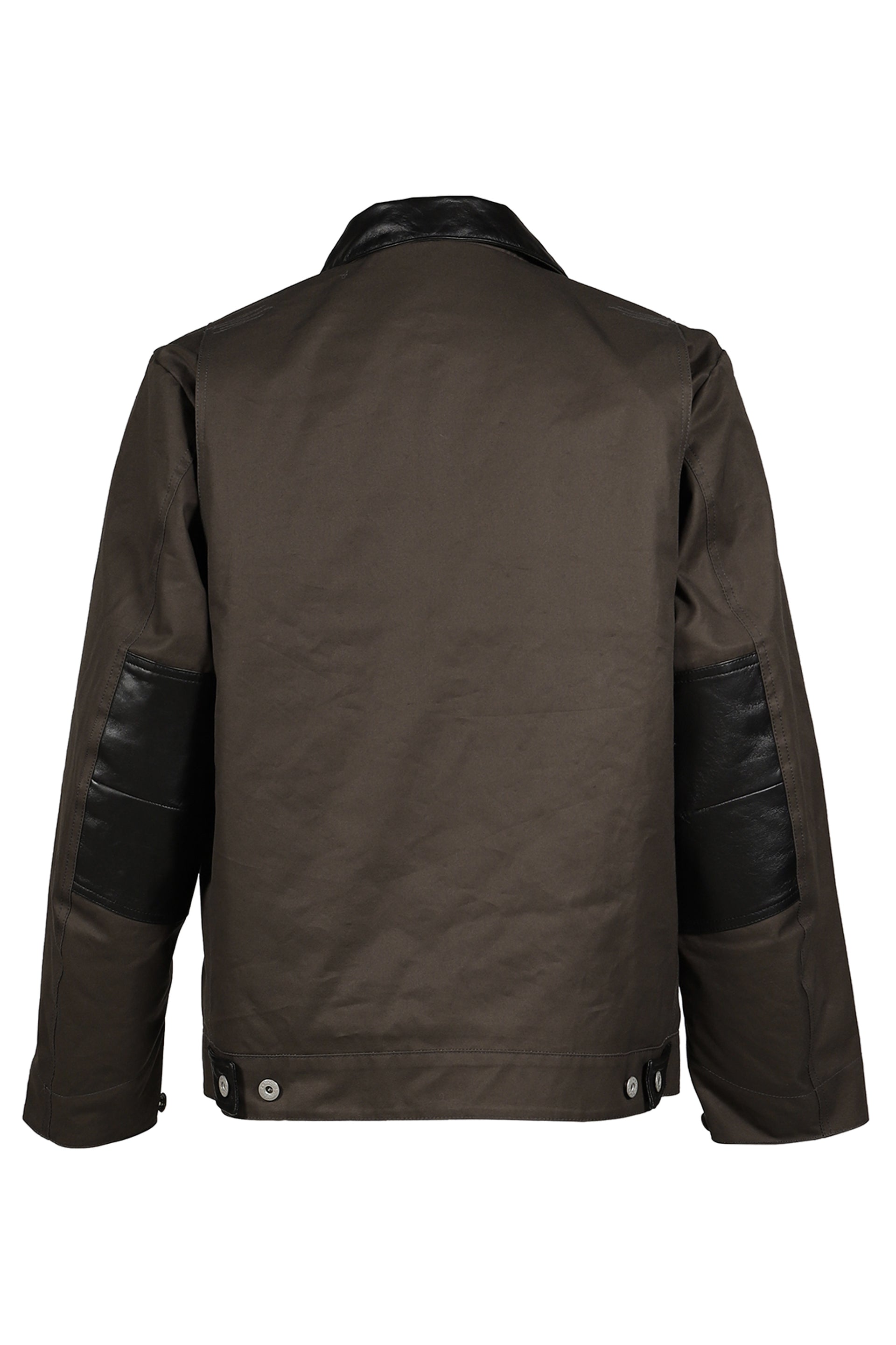 DECKARD COTTON GABARDINE X LEATHER DOUBLE FRONT JACKET / CHA