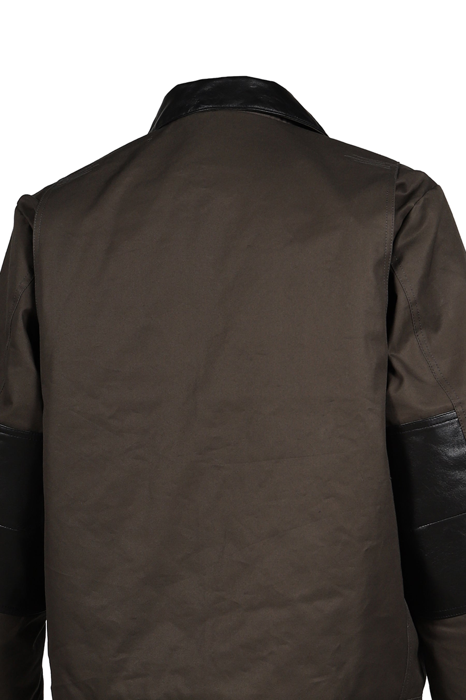 DECKARD COTTON GABARDINE X LEATHER DOUBLE FRONT JACKET / CHA