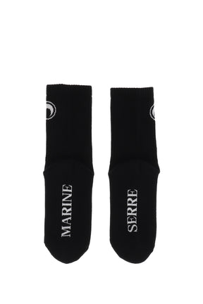 MOON LOGO KNIT ANKLE SOCKS / BLK 