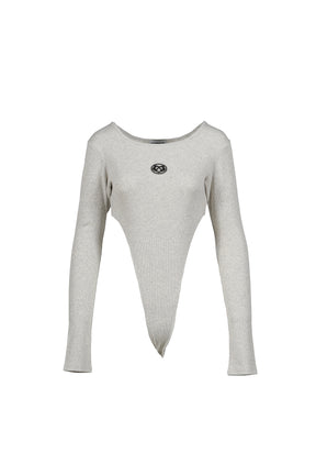 RIB CUT BODYSUITS / WHT