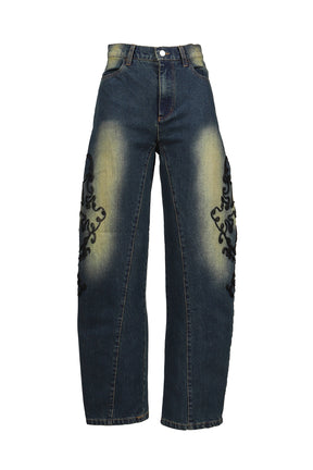 DENIM LACE PANTS / BLU