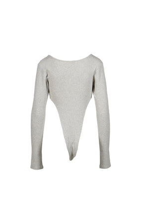 RIB CUT BODYSUITS / WHT