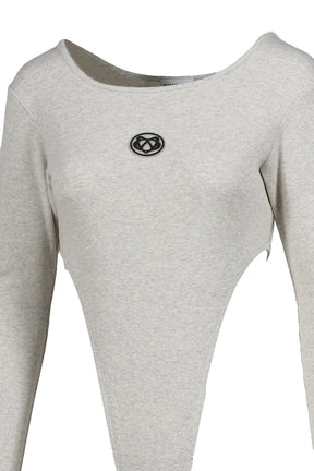 RIB CUT BODYSUITS / WHT