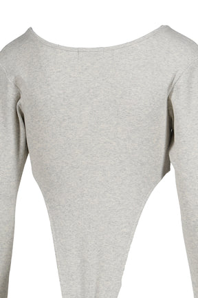 RIB CUT BODYSUITS / WHT