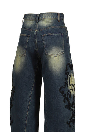 DENIM LACE PANTS / BLU