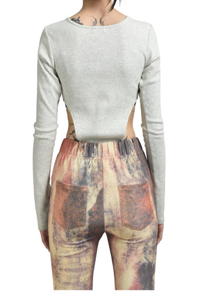 RIB CUT BODYSUITS / WHT