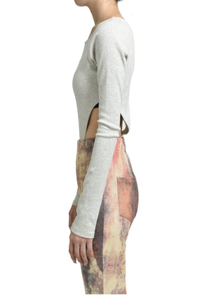 RIB CUT BODYSUITS / WHT