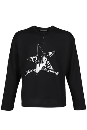 16 HENLEY LONG SLEEVE / BLK