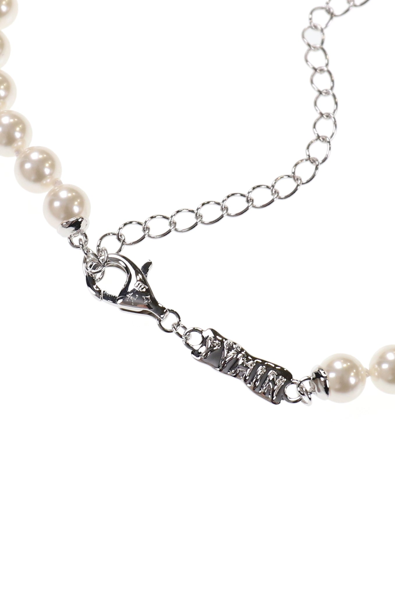 TIN FOIL BOW PEARL NECKLACE / SIL