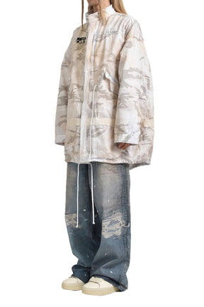 BONDAGE CROSS FISHTAIL PARKA / WHT