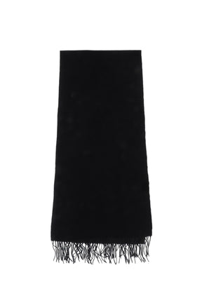 FRINGED WOOL SCARF / BLK