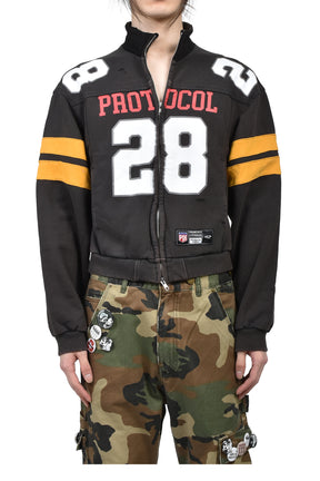 FOOTBALL JERSEY TRACK JACKET / WASHED BLK