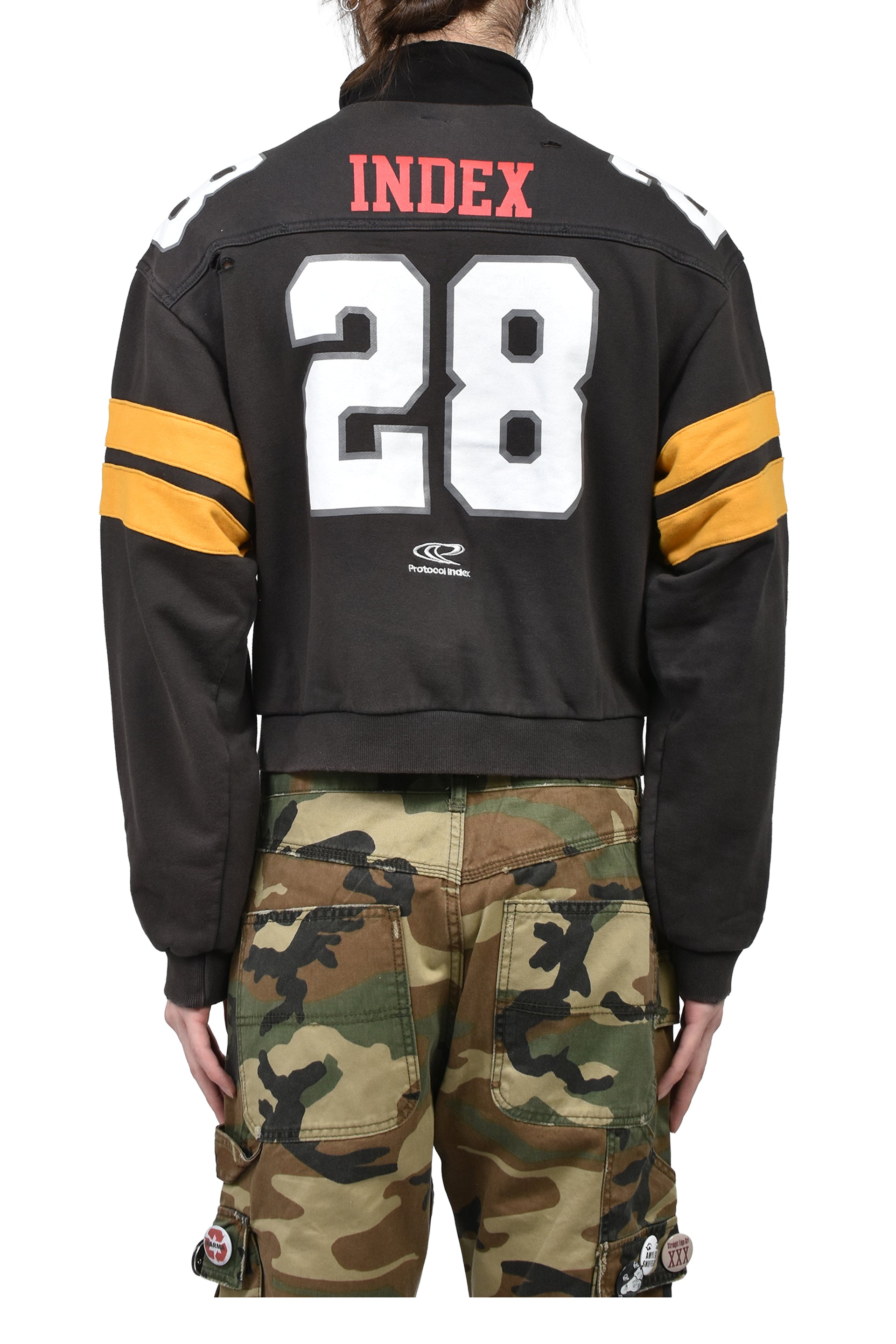 FOOTBALL JERSEY TRACK JACKET / WASHED BLK