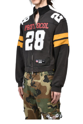 FOOTBALL JERSEY TRACK JACKET / WASHED BLK