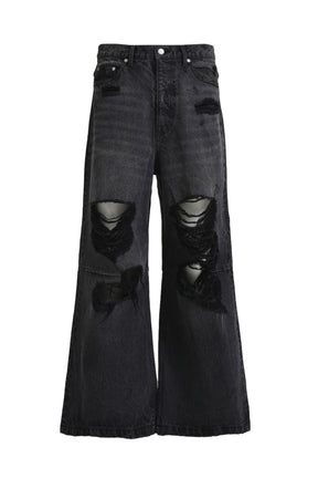 GRUNGE WIDE DENIM PANTS / BLK