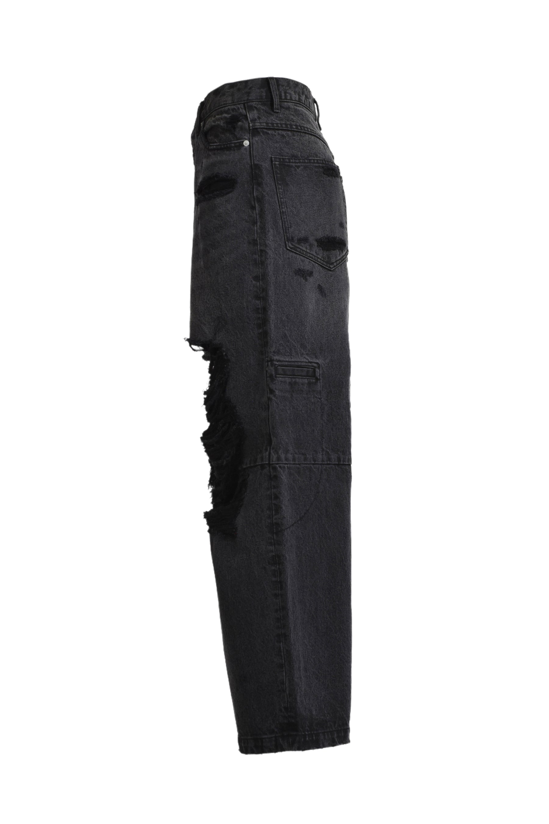 GRUNGE WIDE DENIM PANTS / BLK