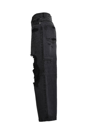 GRUNGE WIDE DENIM PANTS / BLK