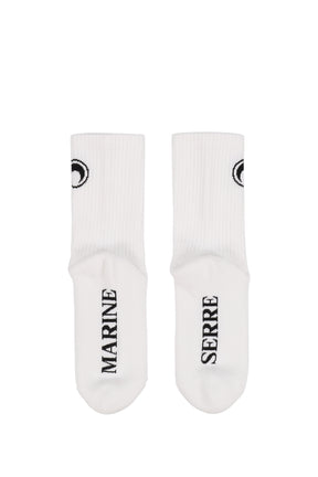 MOON LOGO KNIT ANKLE SOCKS / WHT 