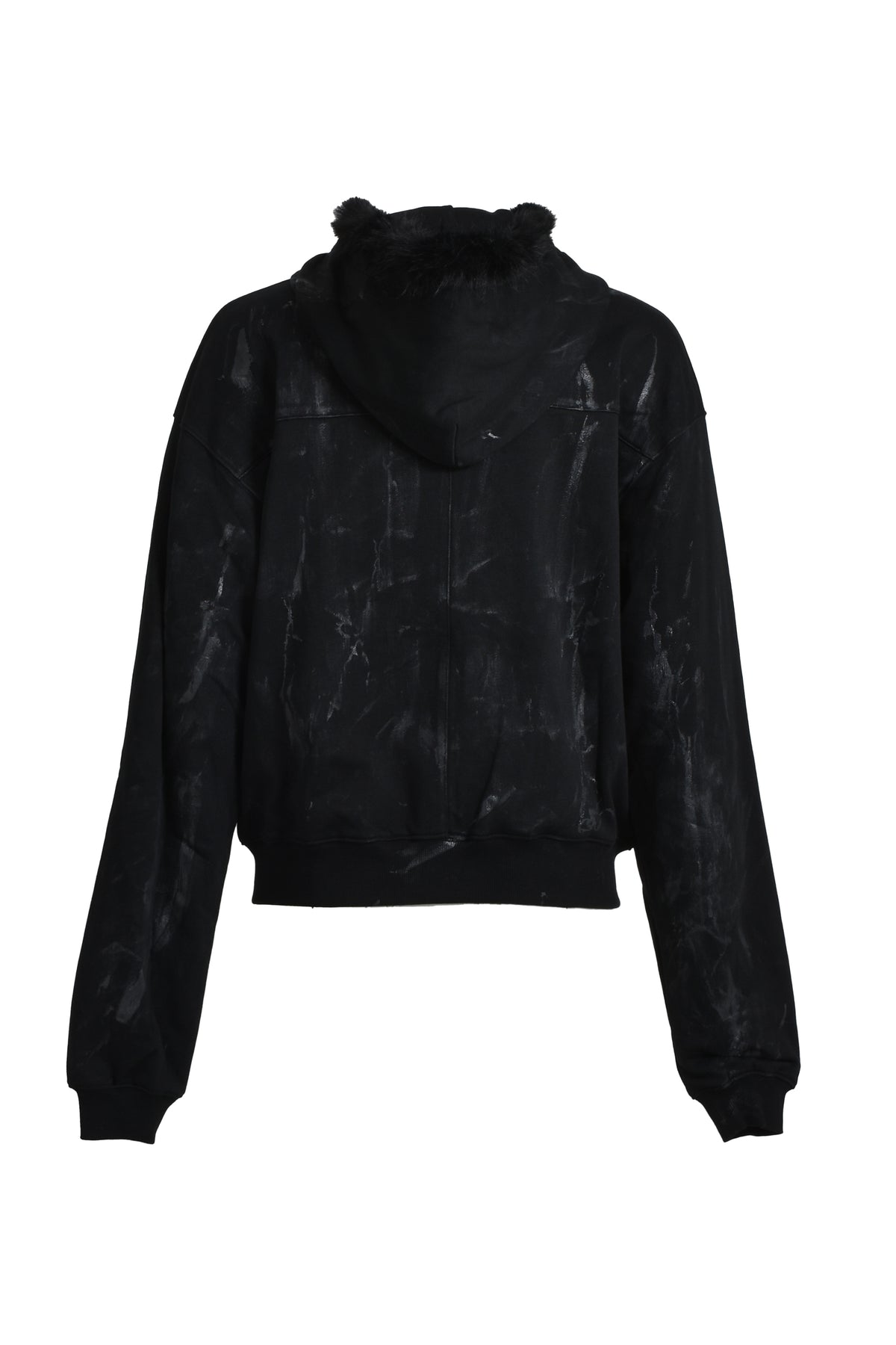 FUR COARTING HOODIE / BLK