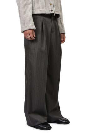 INVERTED PLEATS WIDE TROUSERS / CHA BLK