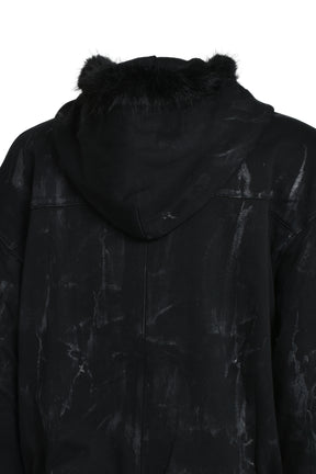 FUR COARTING HOODIE / BLK