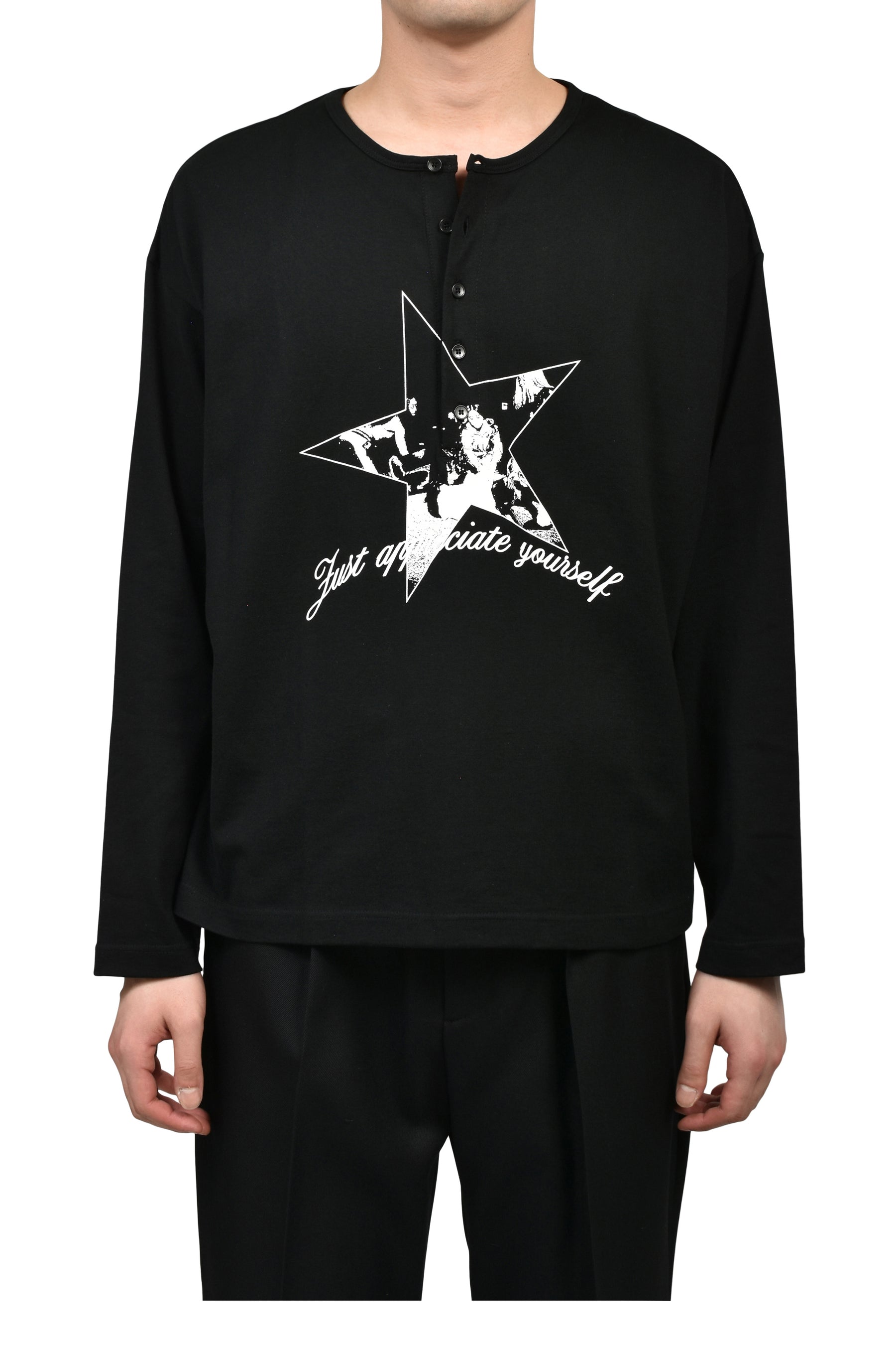 16 HENLEY LONG SLEEVE / BLK
