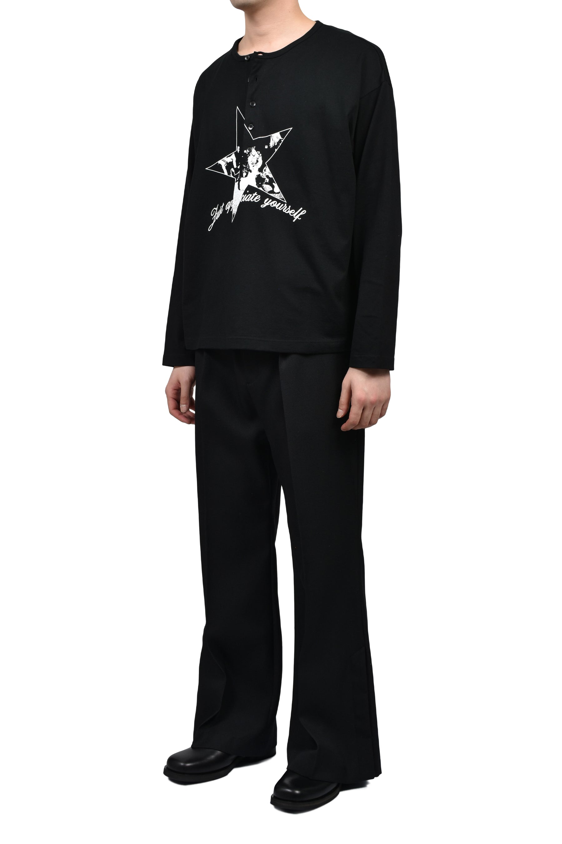 16 HENLEY LONG SLEEVE / BLK