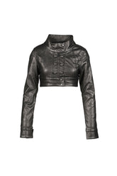 PU MILITARY CROPPED JACKET  / BLK