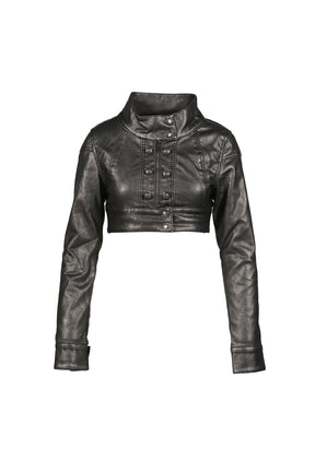 PU MILITARY CROPPED JACKET  / BLK