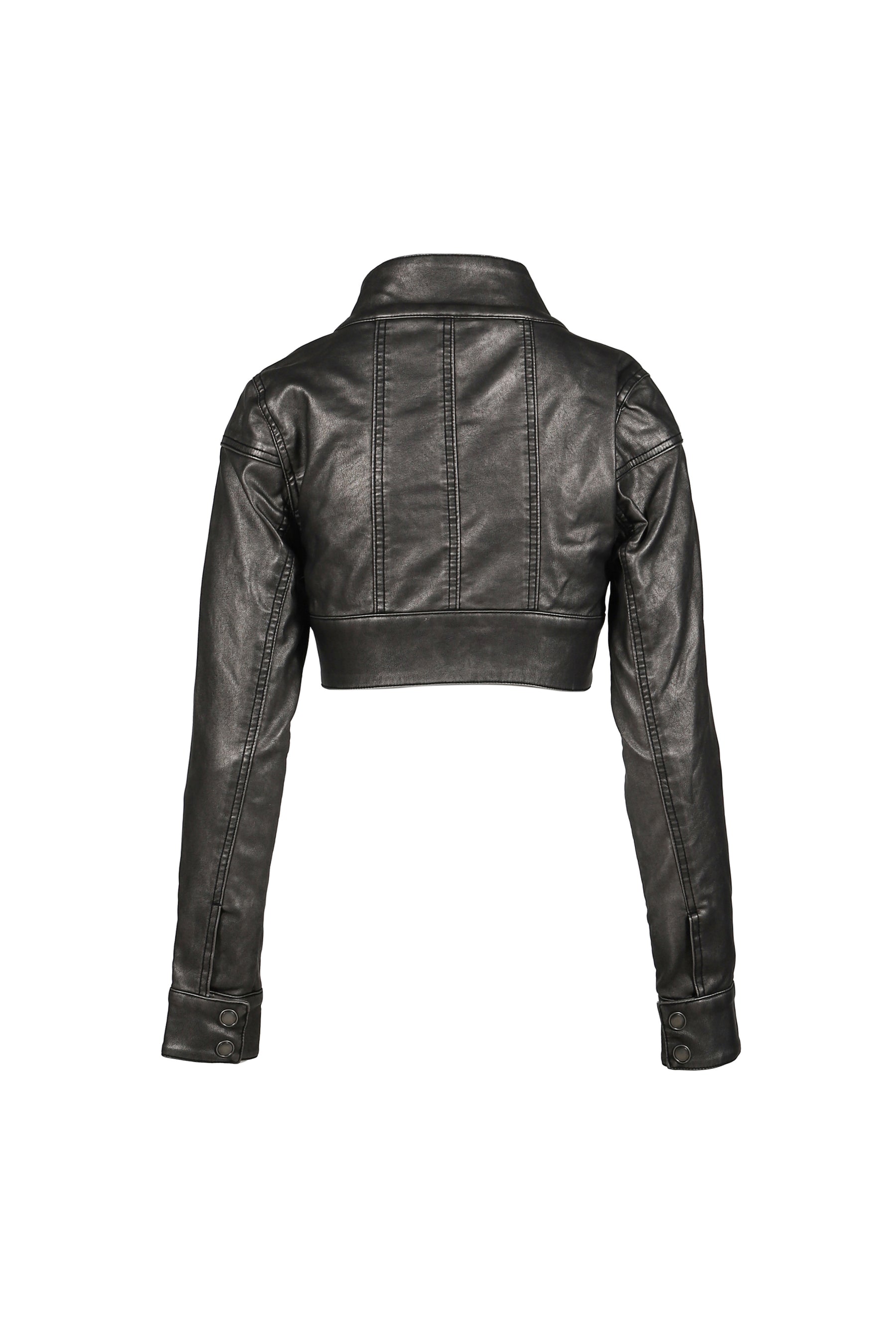 PU MILITARY CROPPED JACKET  / BLK