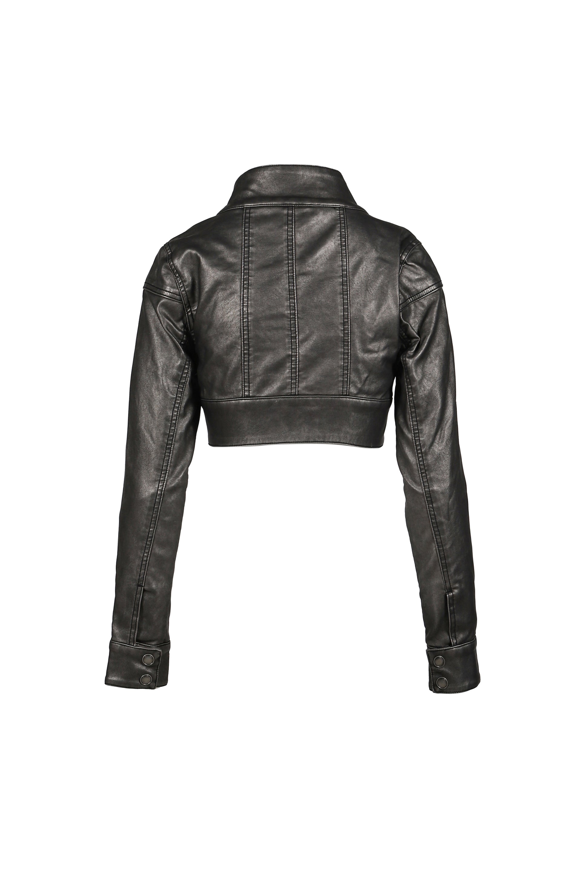 PU MILITARY CROPPED JACKET  / BLK