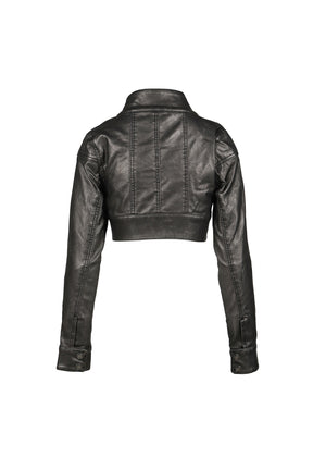 PU MILITARY CROPPED JACKET  / BLK