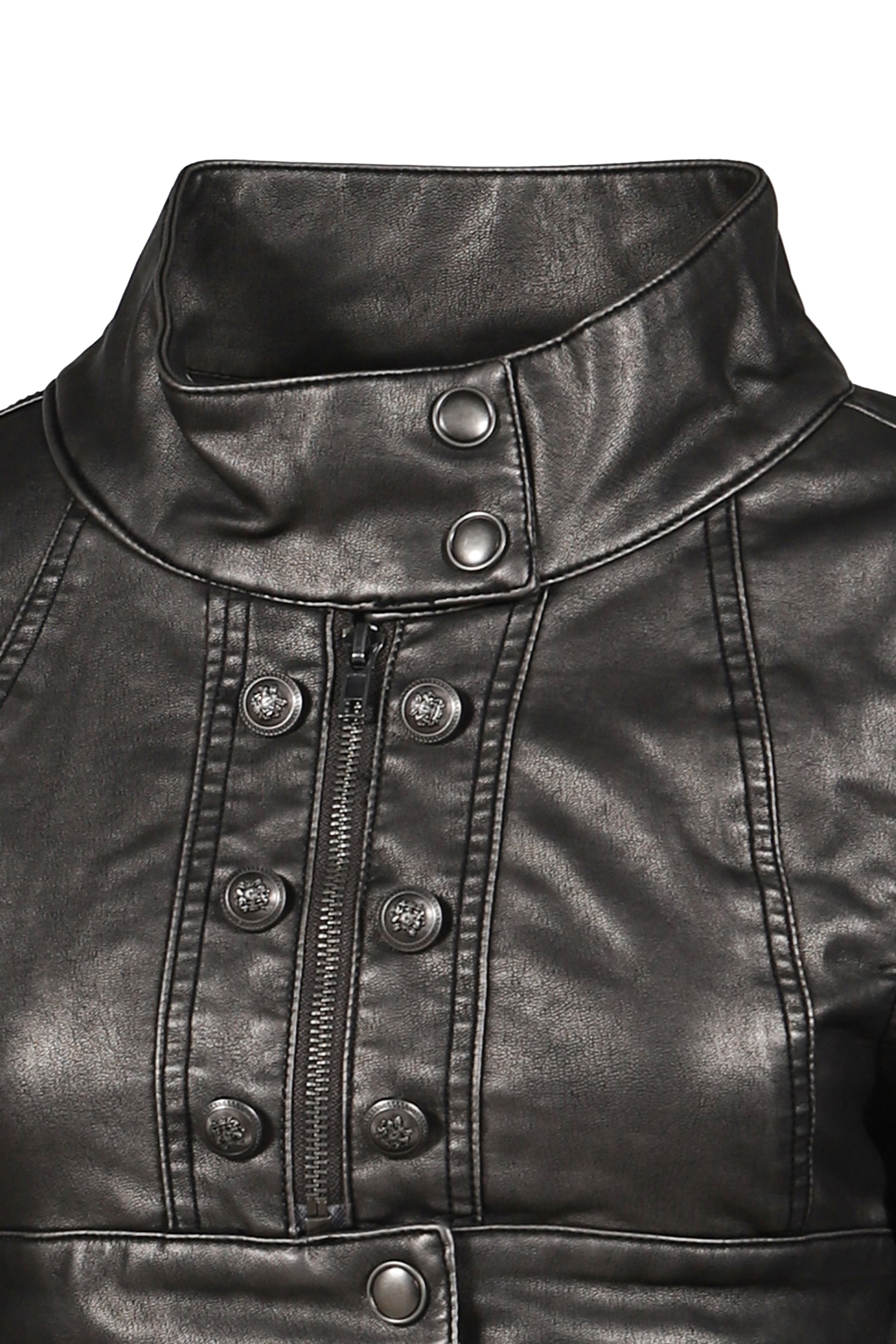 PU MILITARY CROPPED JACKET  / BLK