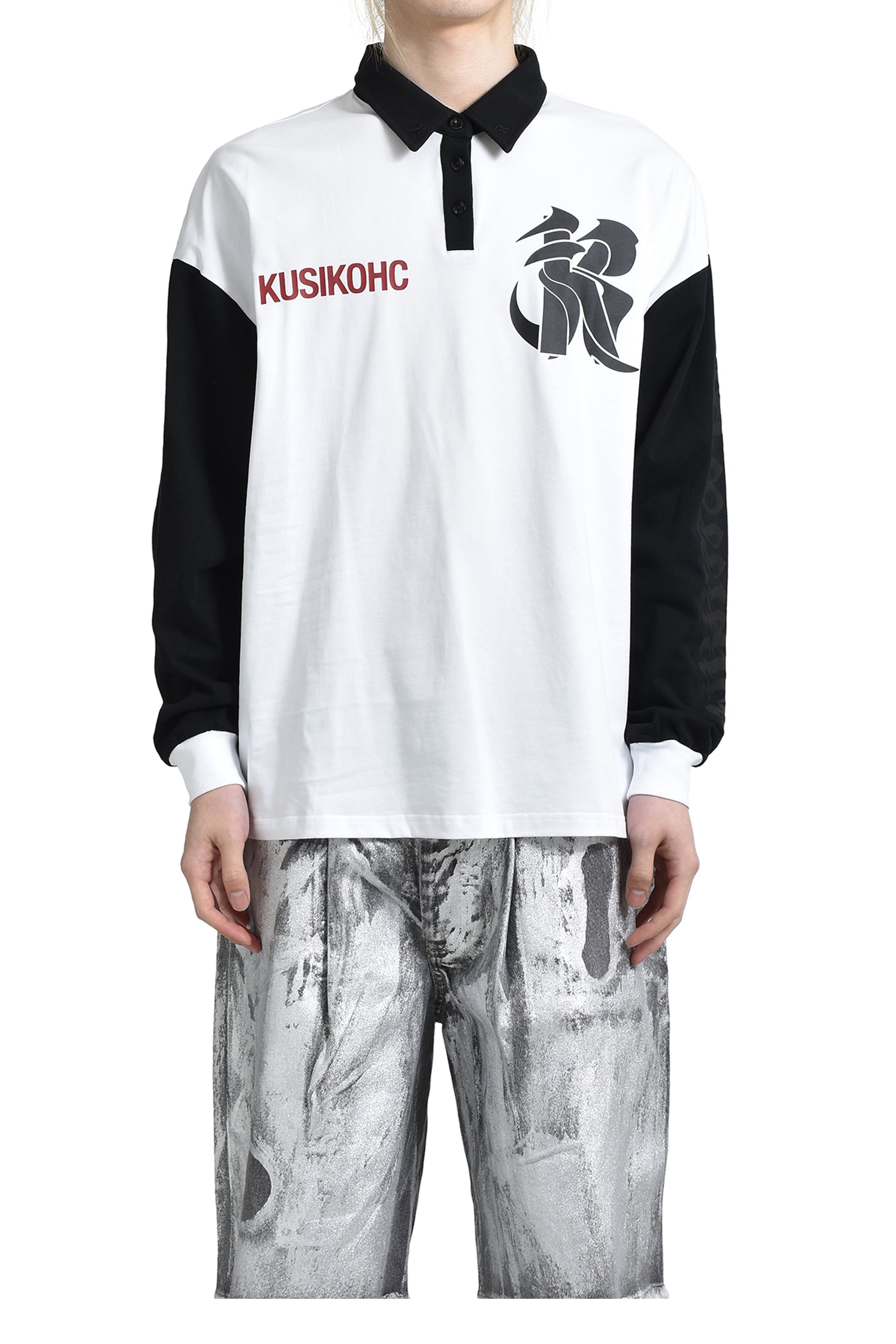 KUSIKOHC RUGBY LONGSLEEVE POLO / WHT