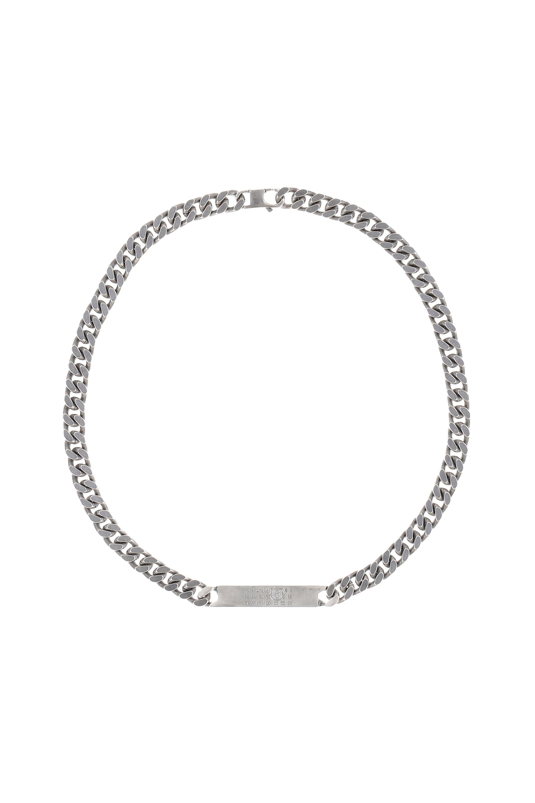 MINIMAL LOGO ID TAG CURB NECKLACE / ARGENTO BRUNITO 