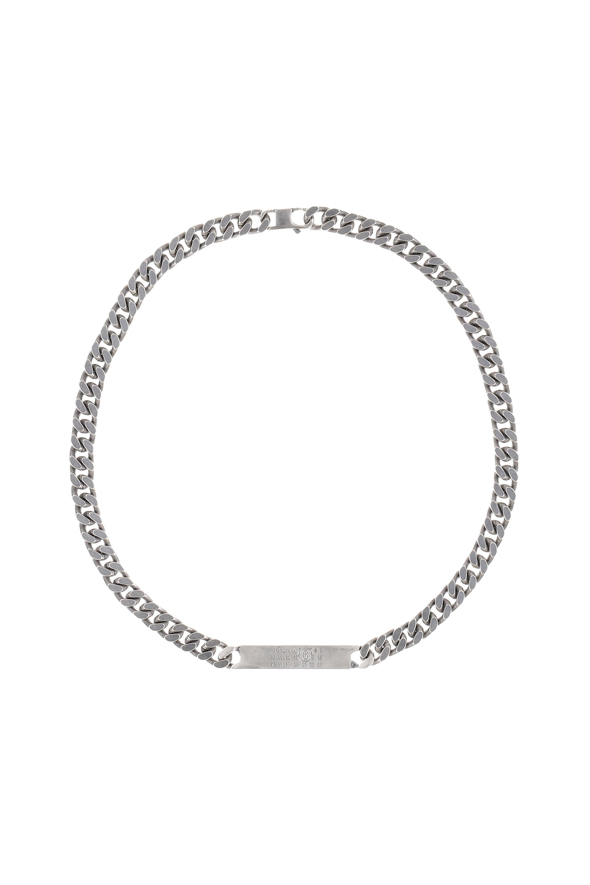 MINIMAL LOGO ID TAG CURB NECKLACE / ARGENTO BRUNITO