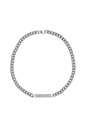 MINIMAL LOGO ID TAG CURB NECKLACE / ARGENTO BRUNITO 