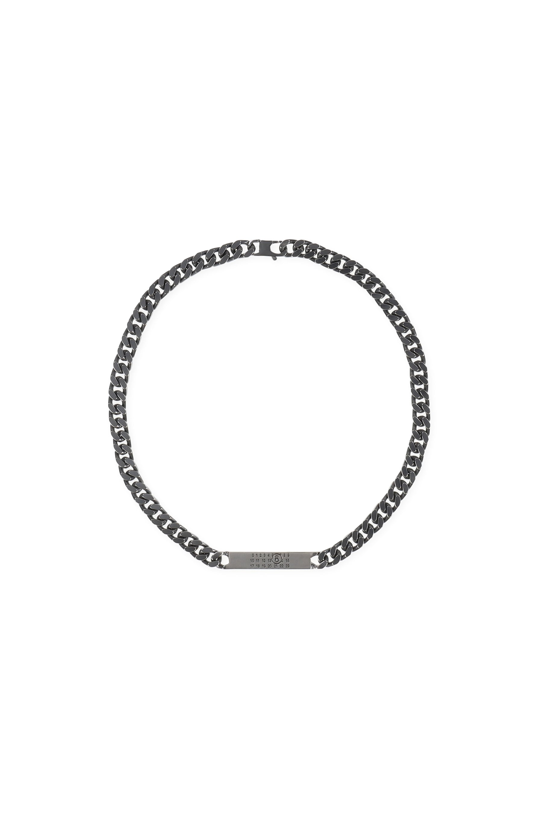 MINIMAL LOGO ID TAG CURB NECKLACE / ARGENTO BRUNITO