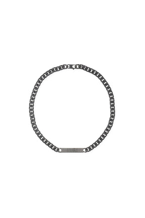 MINIMAL LOGO ID TAG CURB NECKLACE / ARGENTO BRUNITO