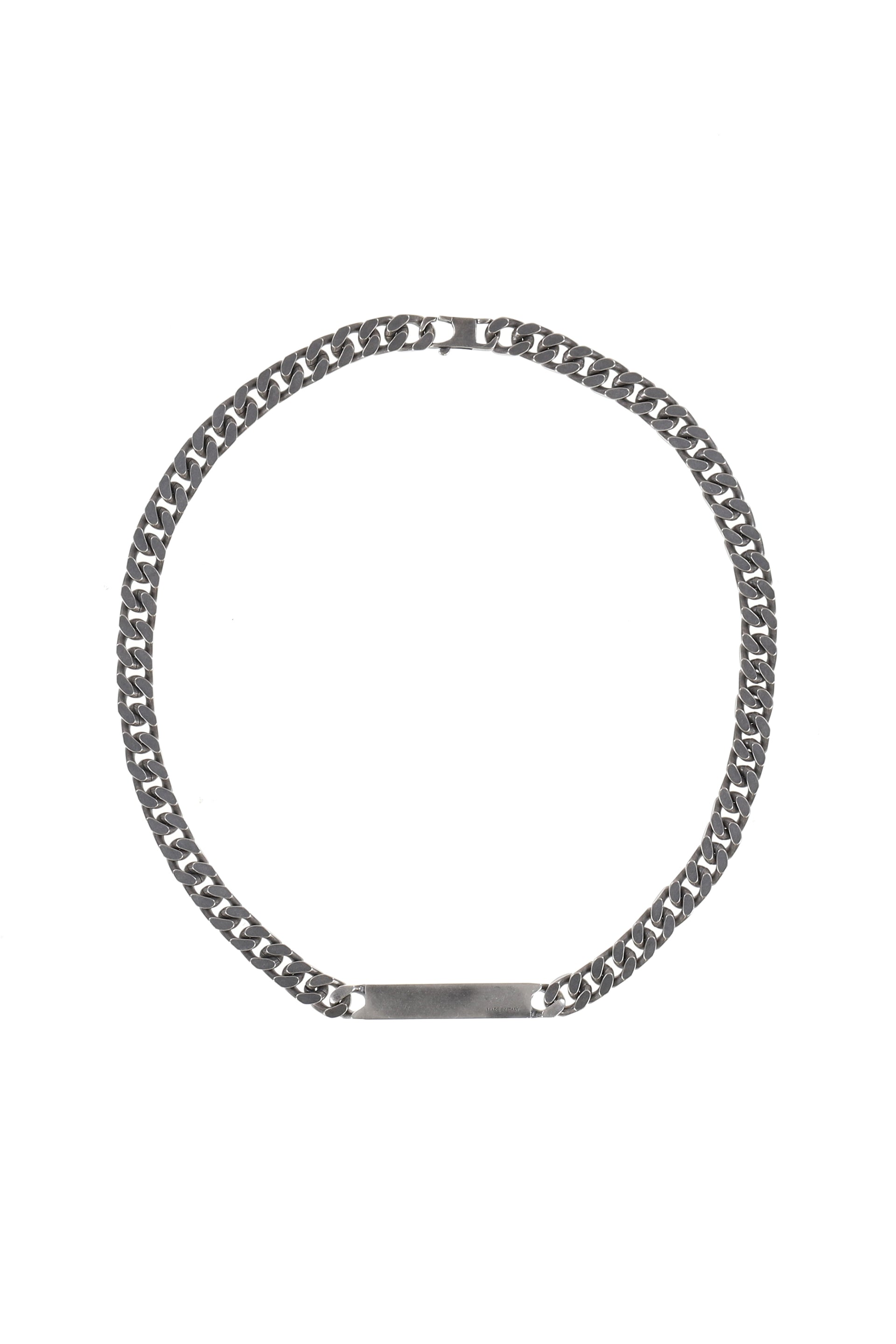 MINIMAL LOGO ID TAG CURB NECKLACE / ARGENTO BRUNITO
