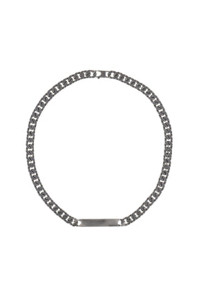 MINIMAL LOGO ID TAG CURB NECKLACE / ARGENTO BRUNITO 