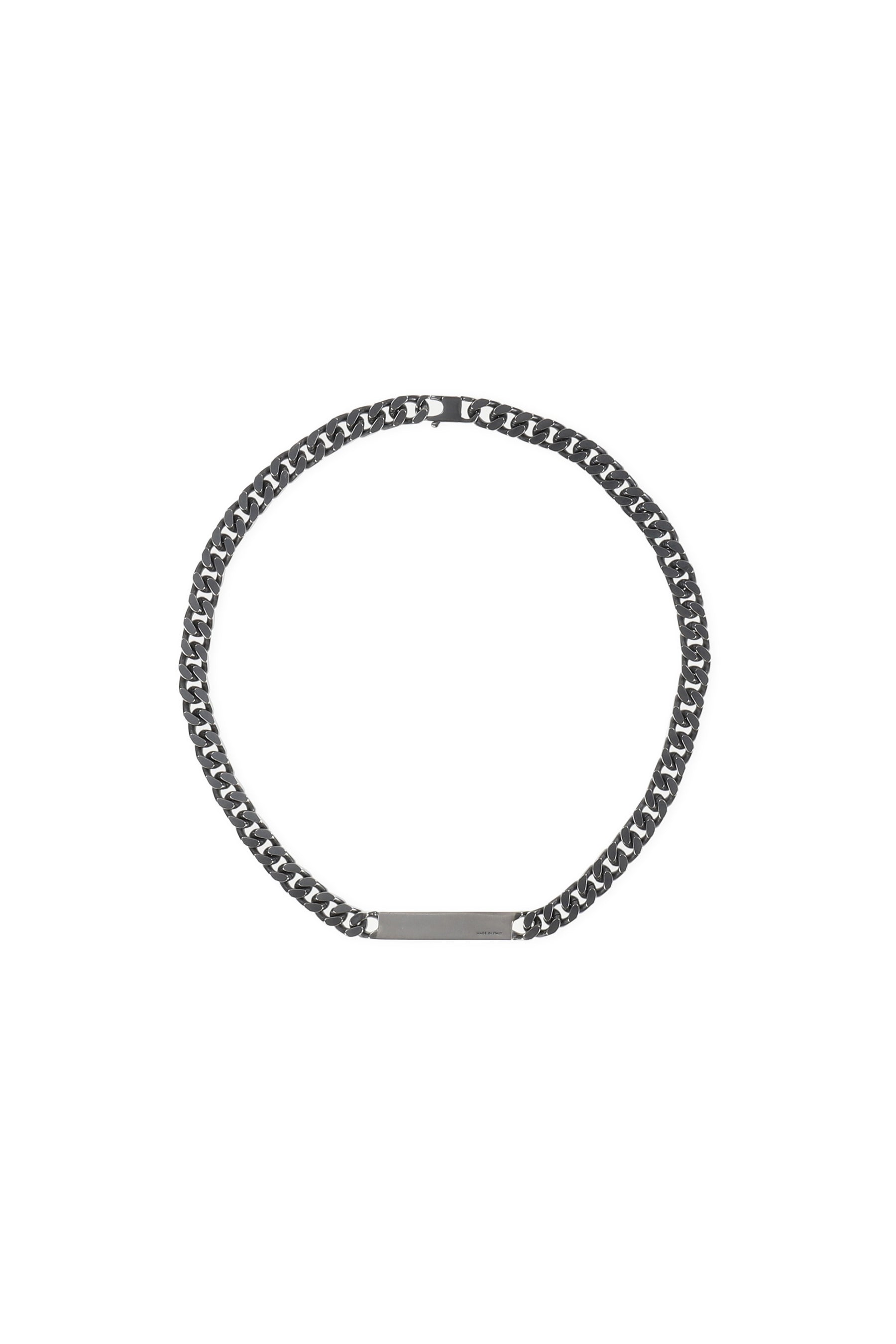 MINIMAL LOGO ID TAG CURB NECKLACE / ARGENTO BRUNITO