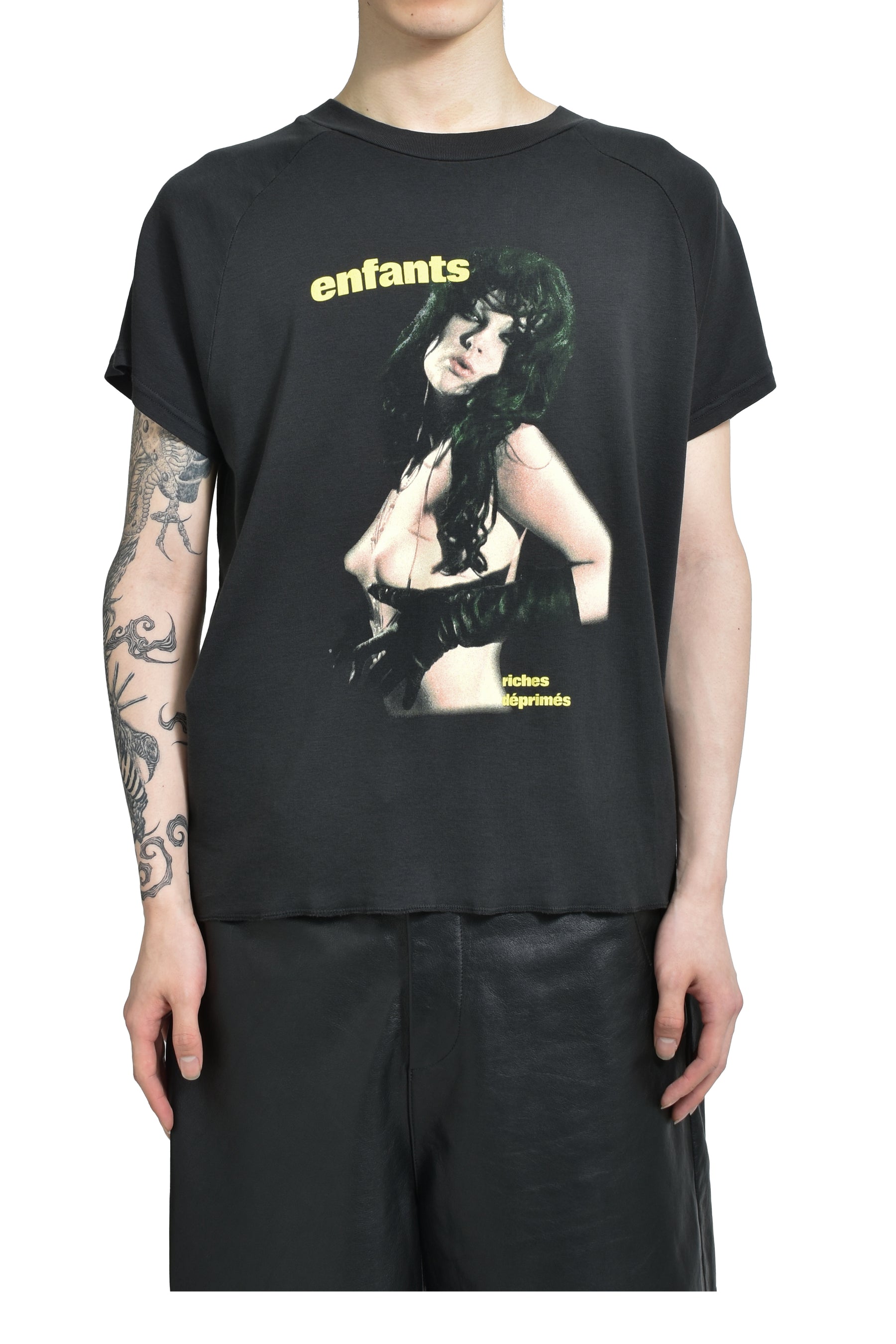 ENFANTS RICHES DÉPRIMÉS SLAVE GIRL RAGLAN T-SHIRT / FADED BLK