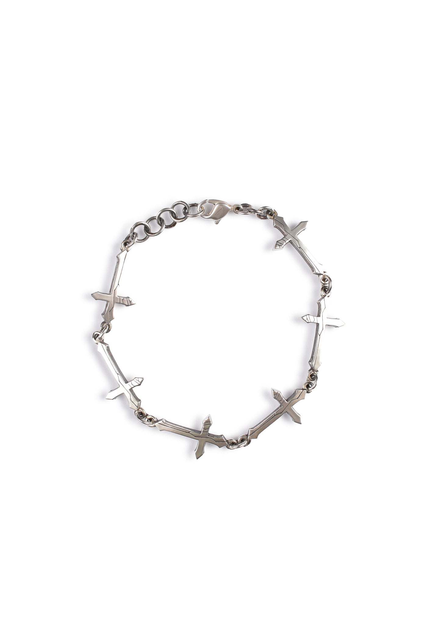 CRACKED CROSS SILVER BRACELET / SIL